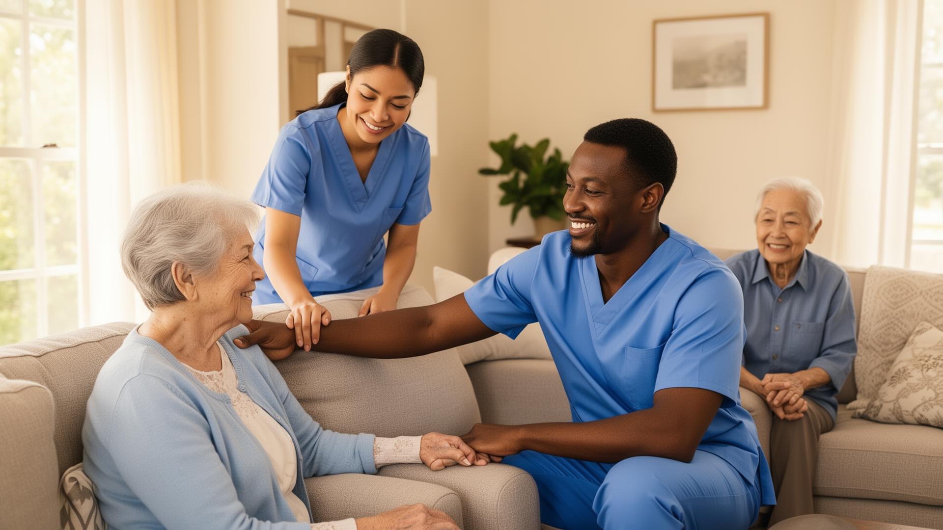 Seniors with caregivers at Care Companions of Clayton
